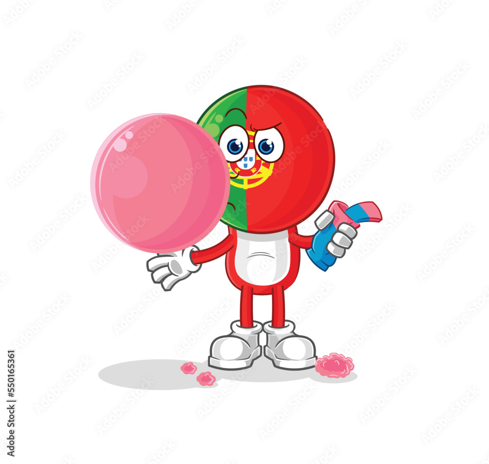 portugal chewing gum vector. cartoon character portugal chewing gum vector. cartoon character