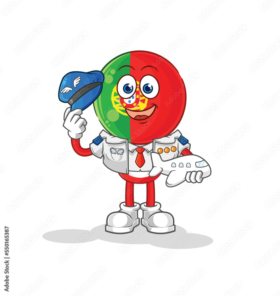 portugal pilot mascot. cartoon vector