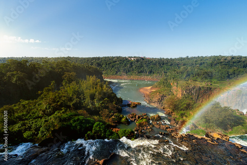 River stream before falling down a waterfall at Iguazu Falls  Argentina