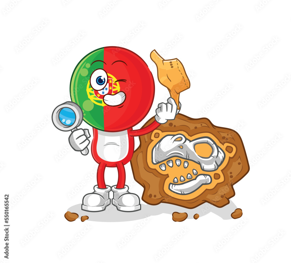 portugal archaeologists with fossils mascot. cartoon vector portugal archaeologists with fossils mascot. cartoon vector