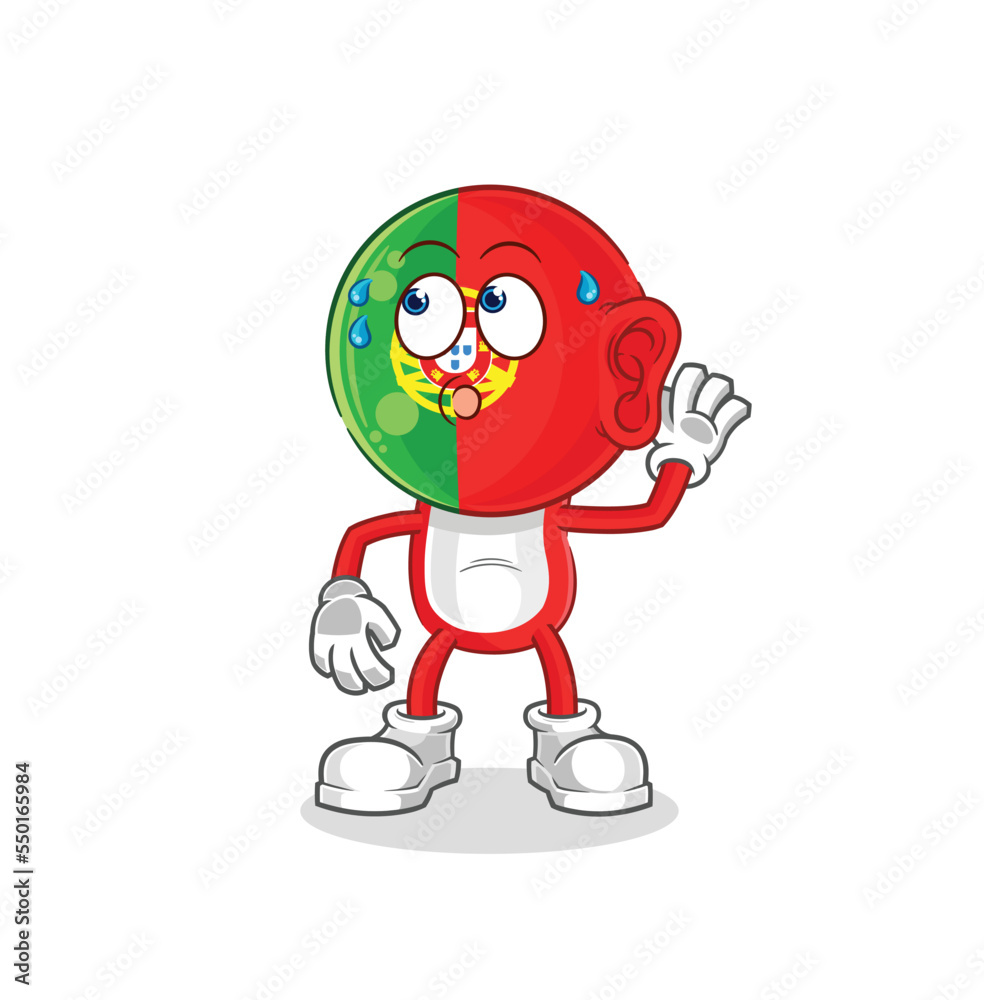 portugal eavesdropping vector. cartoon character portugal eavesdropping vector. cartoon character
