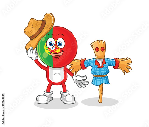 portugal with scarecrows cartoon character vector