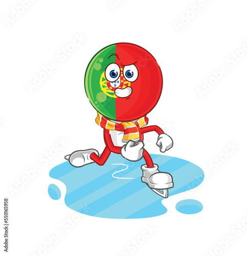 portugal ice skiing cartoon. character mascot vector