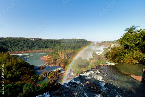 River stream before falling down a waterfall at Iguazu Falls  Argentina