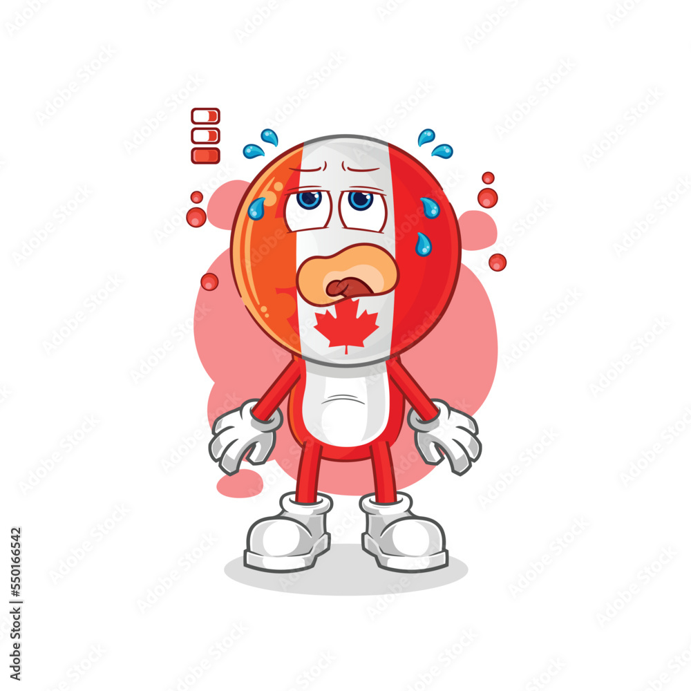 canada low battery mascot. cartoon vector