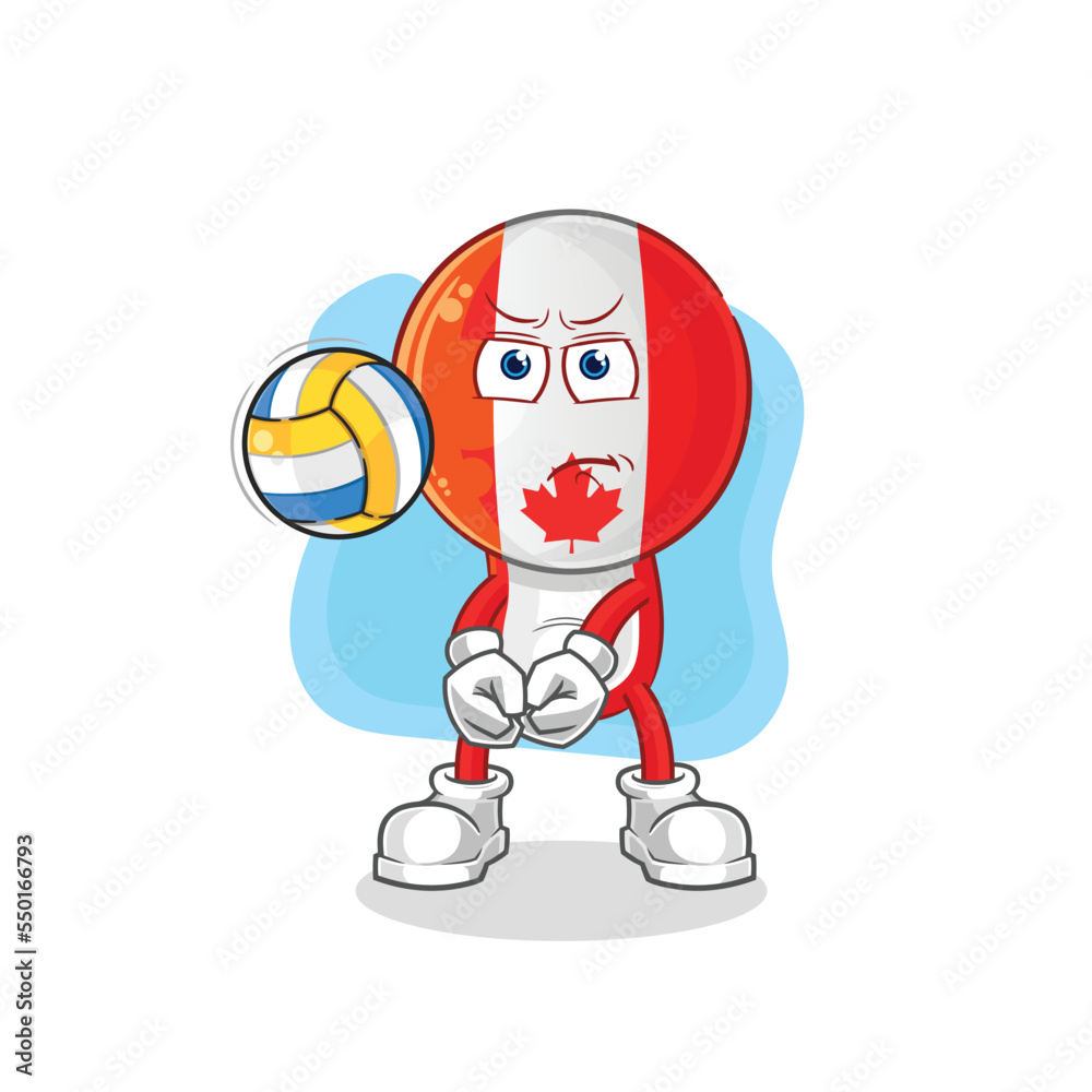 canada play volleyball mascot. cartoon vector