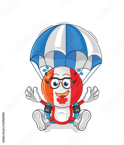 canada skydiving character. cartoon mascot vector