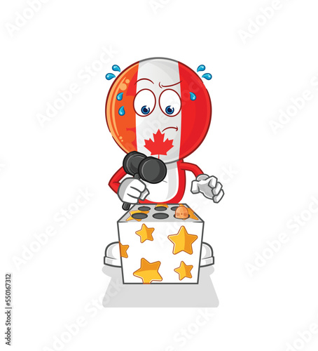 canada play whack a mole mascot. cartoon vector