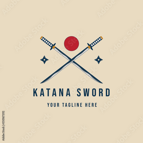 katana sword japanese vintage logo vector illustration design