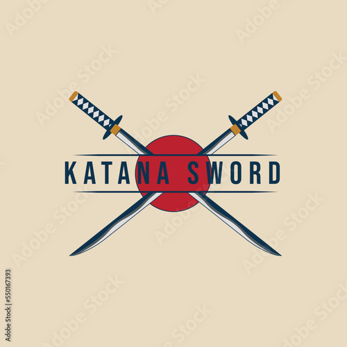 katana sword japanese vintage logo vector illustration design
