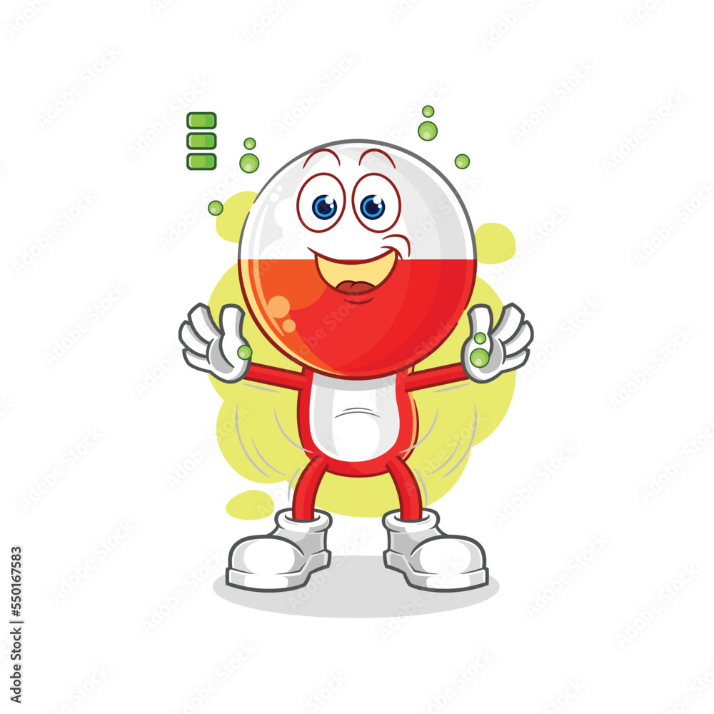 poland full battery character. cartoon mascot vector