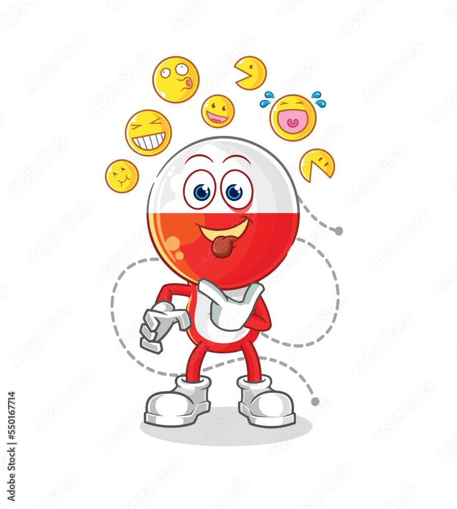 poland laugh and mock character. cartoon mascot vector