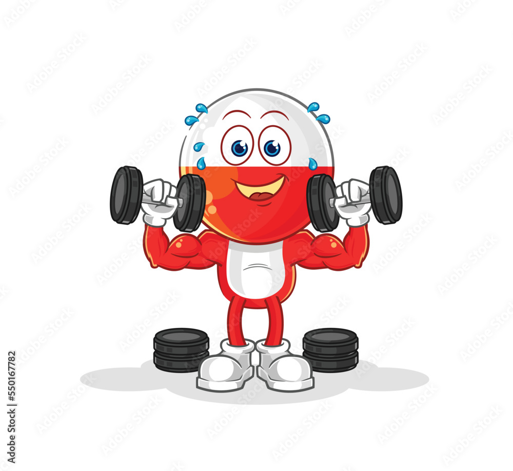 poland weight training illustration. character vector poland weight training illustration. character vector