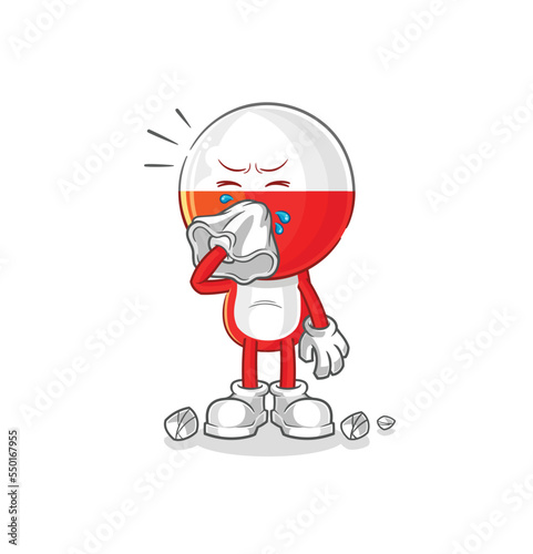 poland blowing nose character. cartoon mascot vector © dataimasu