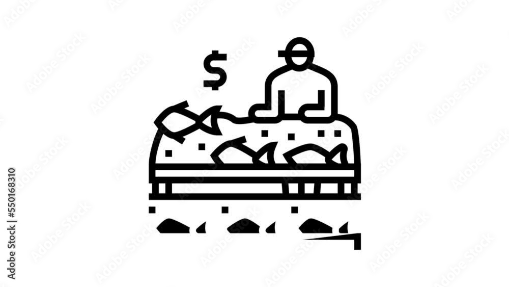 market seafood line icon animation market seafood line icon animation
