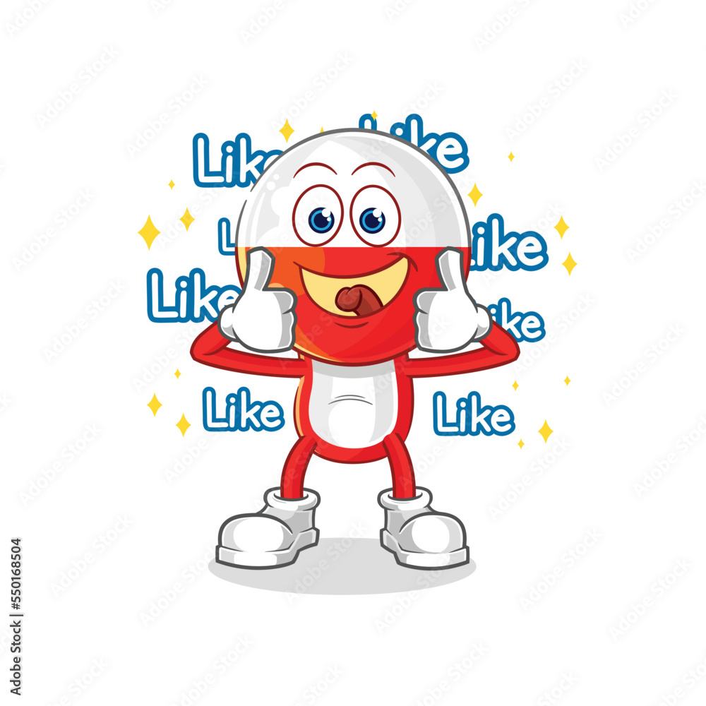 poland give lots of likes. cartoon vector poland give lots of likes. cartoon vector