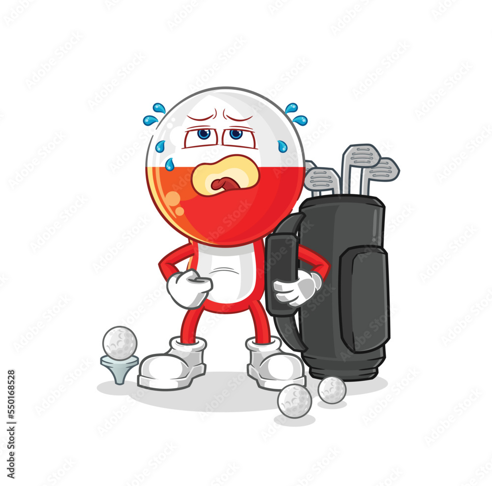 poland with golf equipment. cartoon mascot vector