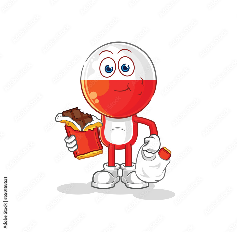 poland eat chocolate mascot. cartoon vector