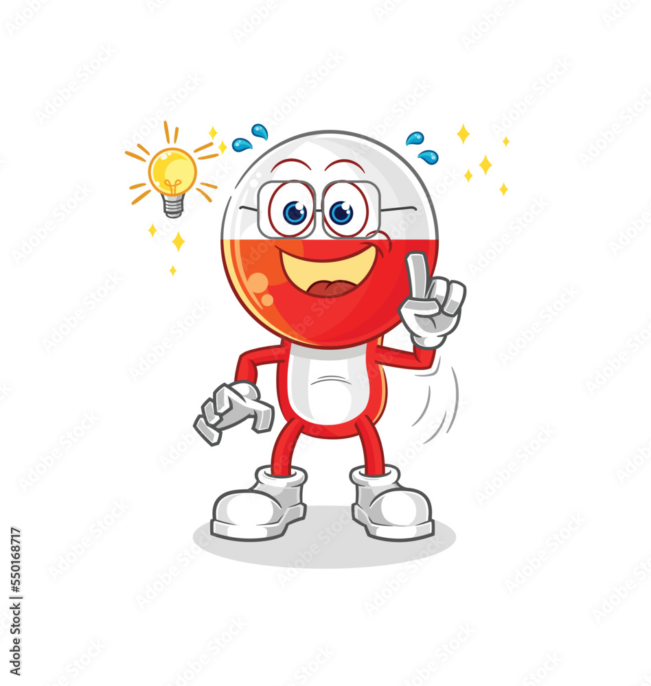 poland got an idea cartoon. mascot vector poland got an idea cartoon. mascot vector