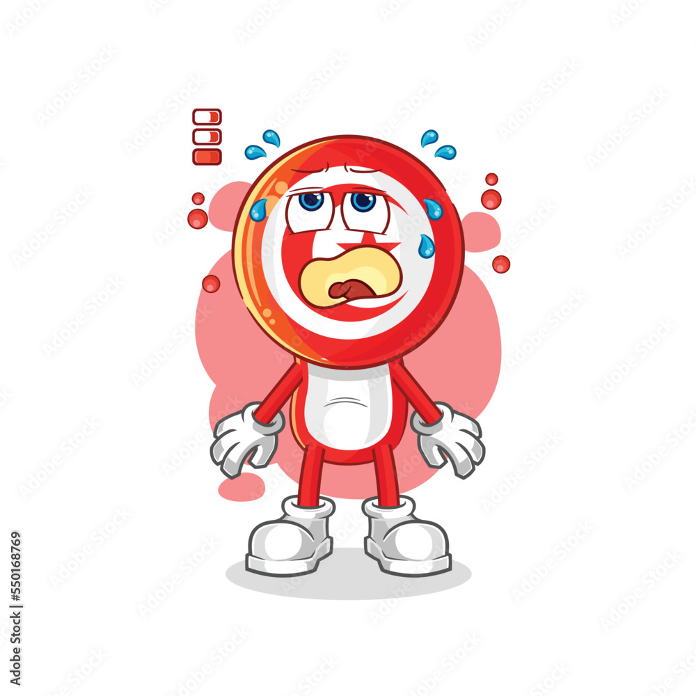 tunisia low battery mascot. cartoon vector