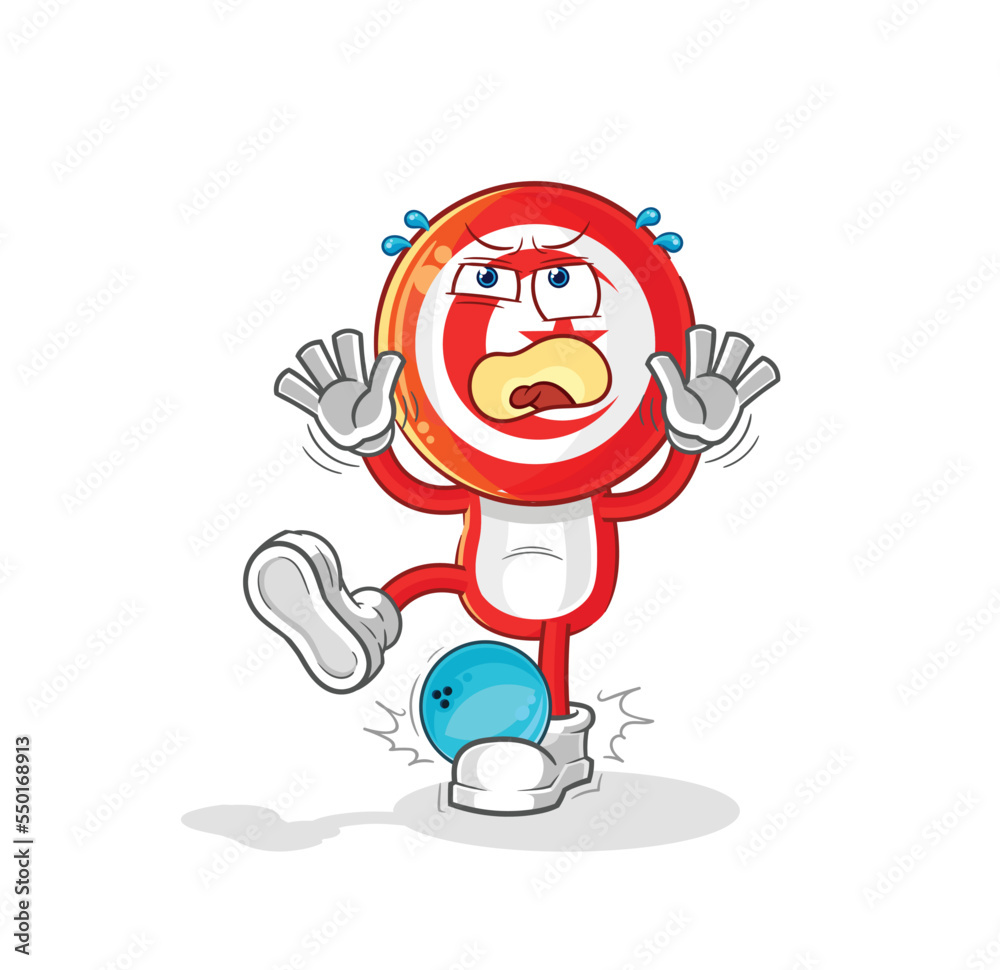 tunisia hiten by bowling cartoon. cartoon mascot vector tunisia hiten by bowling cartoon. cartoon mascot vector