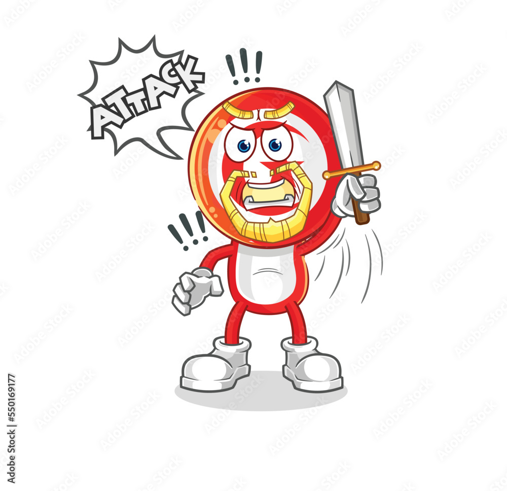 tunisia knights attack with sword. cartoon mascot vector tunisia knights attack with sword. cartoon mascot vector