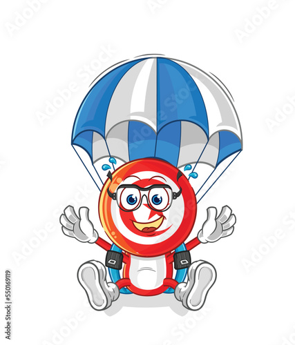 tunisia skydiving character. cartoon mascot vector