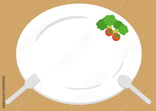 食卓のお皿フォーク・スプーンのイラスト_2