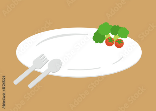 食卓のお皿フォーク・スプーンのイラスト