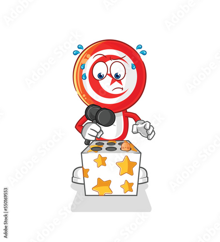 tunisia play whack a mole mascot. cartoon vector