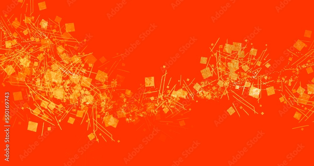 金箔、金粉、砂子の舞う日本画風テクスチャと赤背景ワイドサイズイラスト	