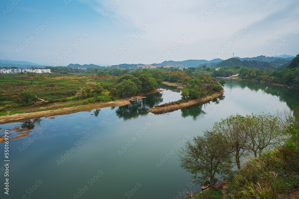 Natural Scenery of Ancient Villages and Rivers in the Mountainous Areas of Anhui Province, China Natural Scenery of Ancient Villages and Rivers in the Mountainous Areas of Anhui Province, China