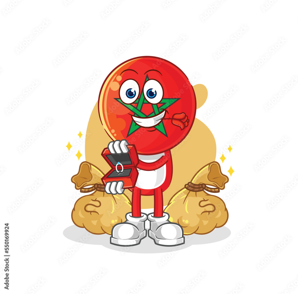 morocco propose with ring. cartoon mascot vector