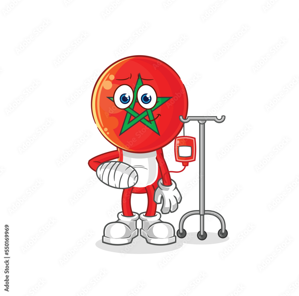 morocco sick in IV illustration. character vector