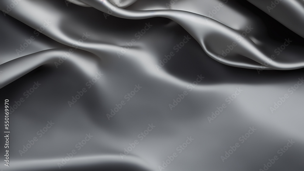 Black silk fabric background. Backdrop with copy space, graphic elements for design layout. perfect for presentation, compositions, video and print.
