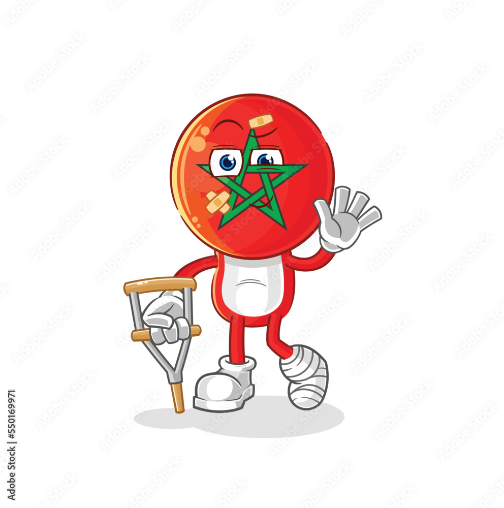 morocco sick with limping stick. cartoon mascot vector