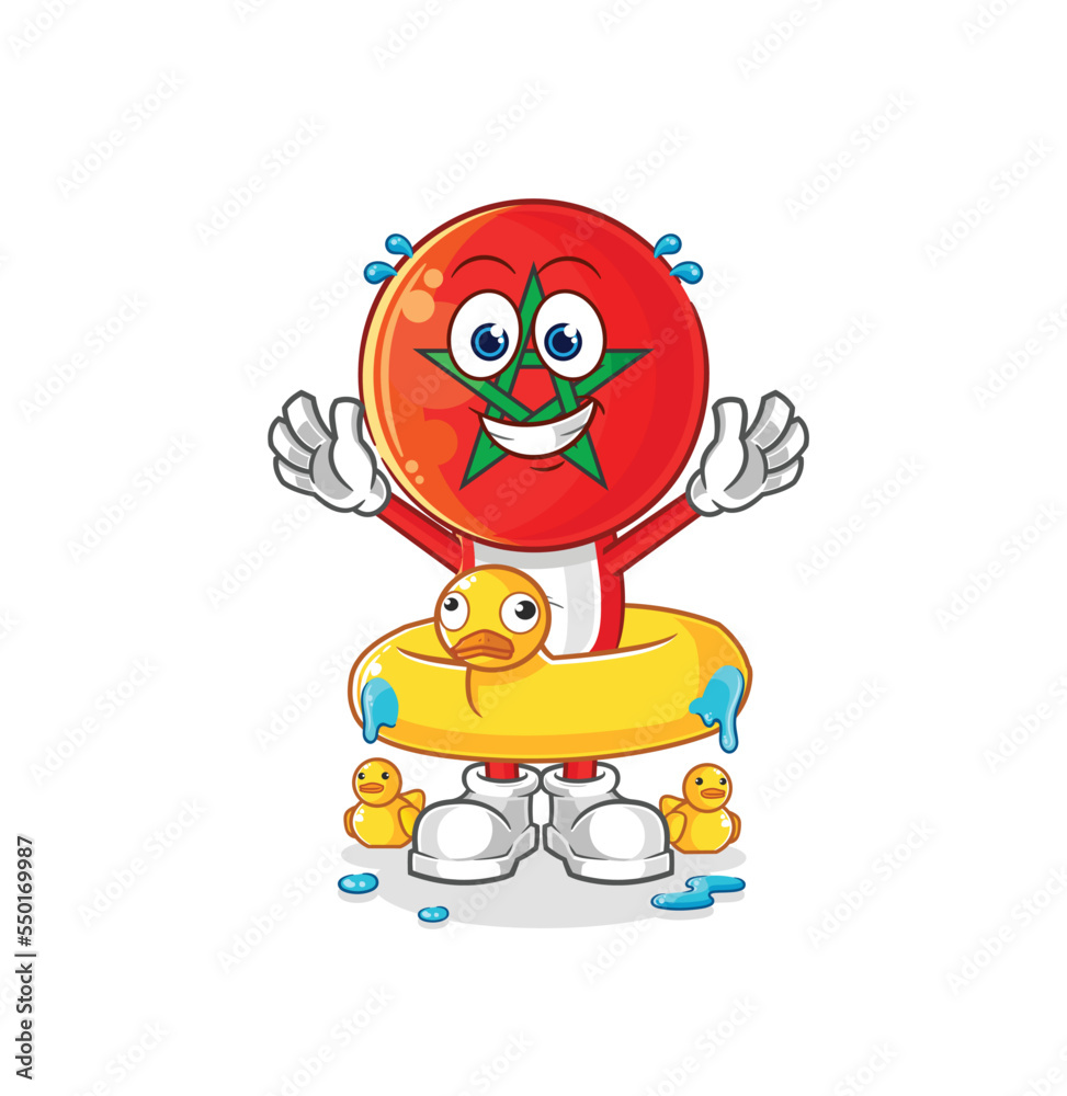 morocco with duck buoy cartoon. cartoon mascot vector