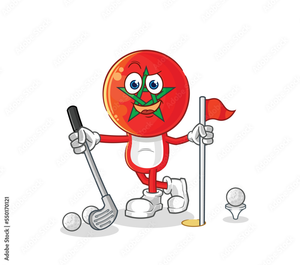 morocco playing golf vector. cartoon character