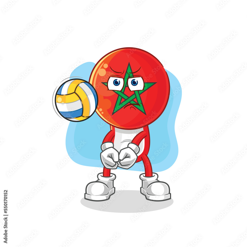 morocco play volleyball mascot. cartoon vector