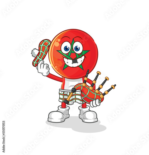morocco scottish with bagpipes vector. cartoon character
