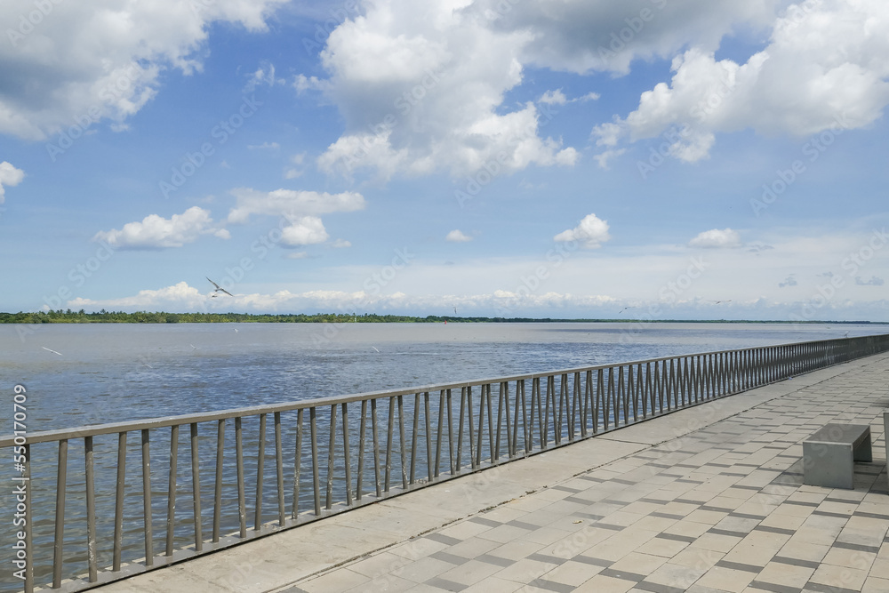 View of the promenade and the Magdalena river. Barranquilla, Colombia