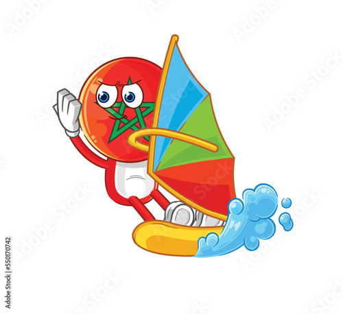 morocco windsurfing character. mascot vector