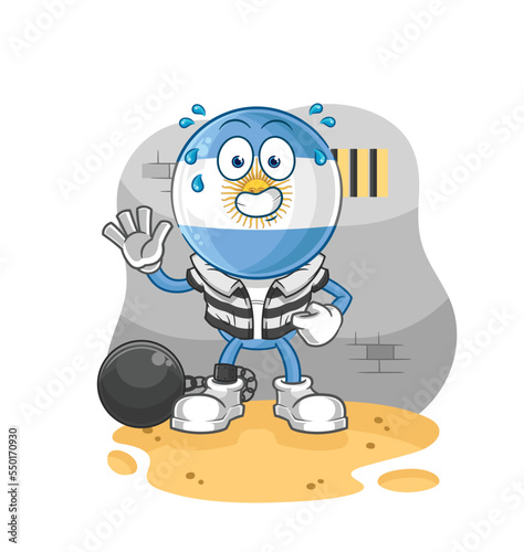 argentina criminal in jail. cartoon character