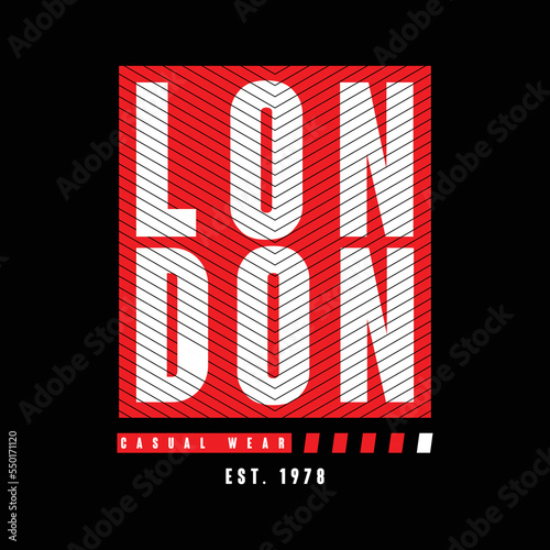 London casual wear typography t-shirt design vector template photo