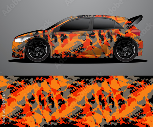 Rally car decal graphic wrap vector, abstract background