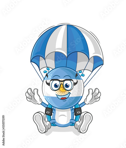argentina skydiving character. cartoon mascot vector