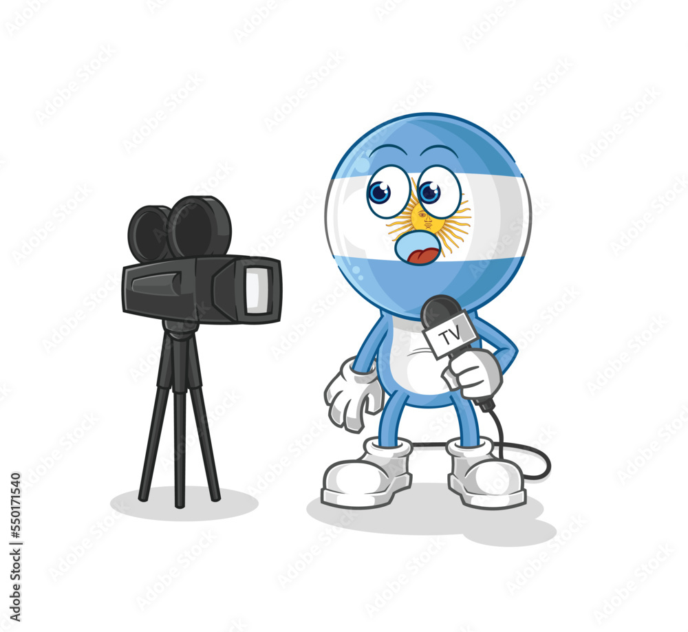 argentina tv reporter cartoon. cartoon mascot vector argentina tv reporter cartoon. cartoon mascot vector