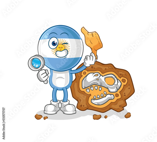 argentina archaeologists with fossils mascot. cartoon vector