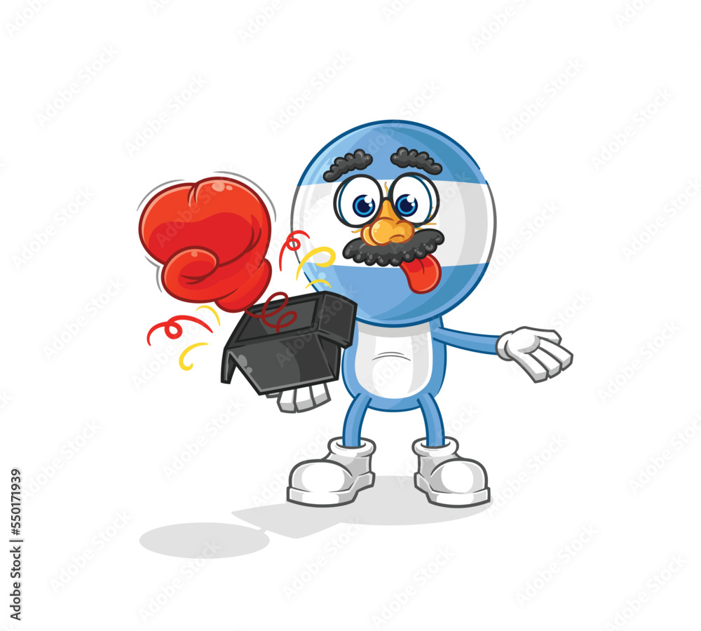 argentina prank glove in the box. cartoon mascot