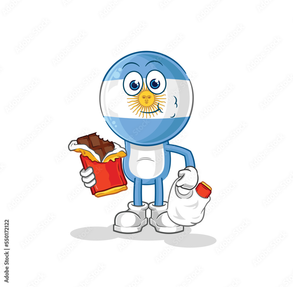 argentina eat chocolate mascot. cartoon vector